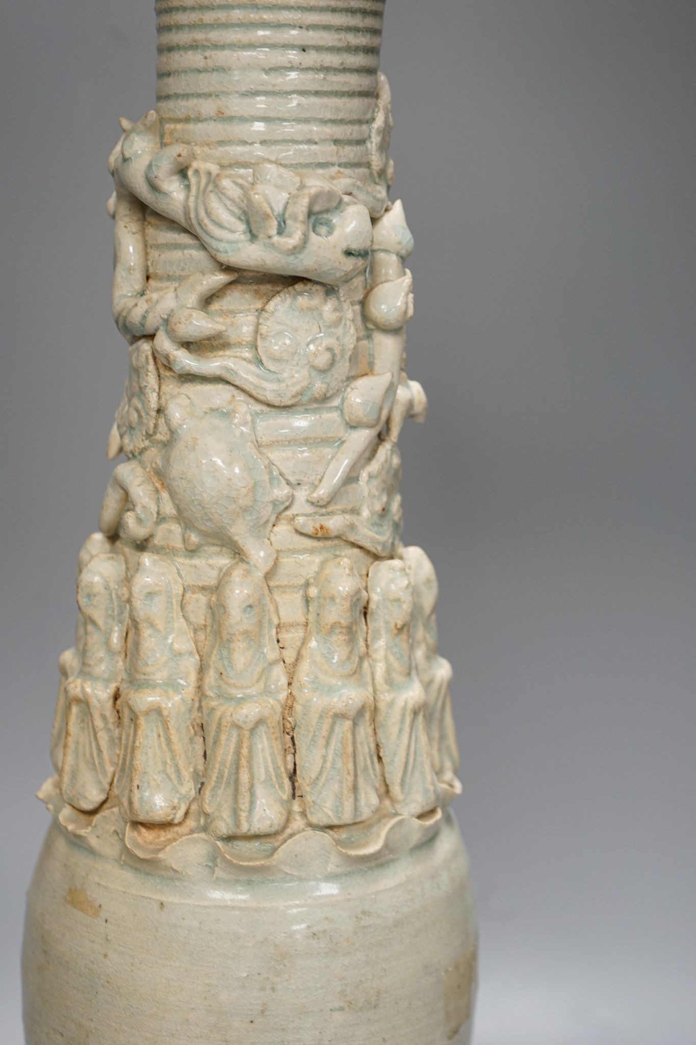 A Chinese Qingbai funerary jar and cover, Song Dynasty, 56cm